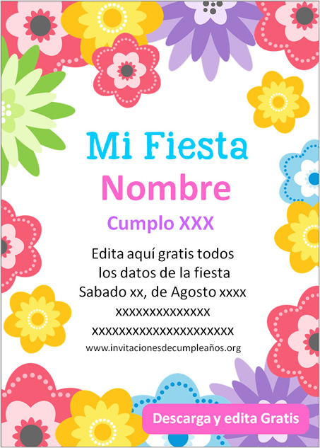 Invitaciones de Flores para editar de Cumpleaños cumpleaños